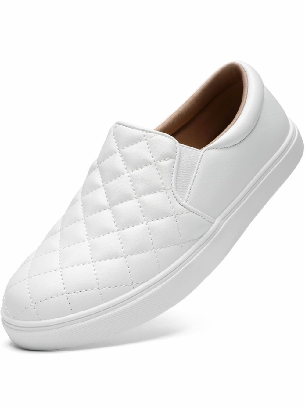 STQ Quilted Slip-On Sneakers for Women - White Damaged Box